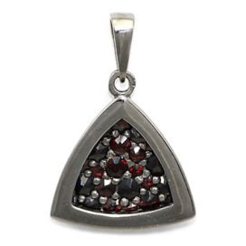 Stříbrný přívěsek s českým granátem, ruthenium – 1143