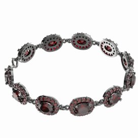 BG náramek vsazený český granát 728 Stříbro 925 - ruthenium (30-90dní) Granát