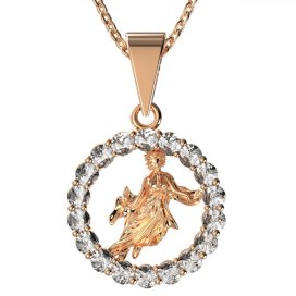 Zlatý přívěsek znamení Panna s lab-grown diamantem, růžové zlato 585 – 044