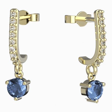 BeKid, Gold kids earrings -782 - Switching on: Pendant hanger, Metal: Yellow gold 585, Stone: Light blue cubic zircon