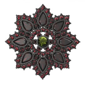 BG brož 203 Stříbro 925 - ruthenium (30-90dní) Vltavín a granát