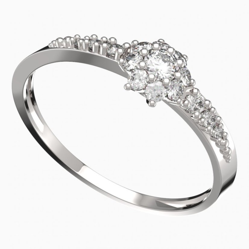 BG zlatý prstýnek 886 D Bílé zlato - 585 Diamant