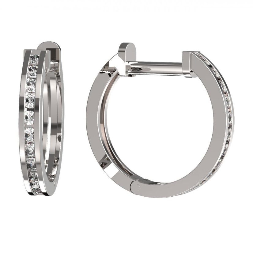Zlaté náušnice s lab-grown diamantem, bílé zlato 585 – 653