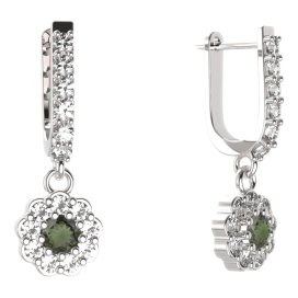 BG kulaté náušnice 453-94 Stříbro 925 - rhodium Vltavín a kubický zirkon