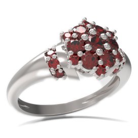 BG prsten kulatý kámen 539-K Stříbro 925 - rhodium Granát