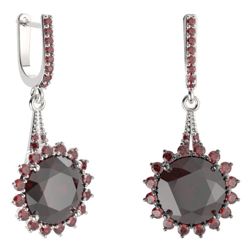 BG náušnice kruhováho tvaru 512-G91 Stříbro 925 - rhodium Granát
