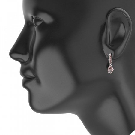 BG oval earring 953-94 - Metal: Silver 925 - rhodium, Stone: Garnet
