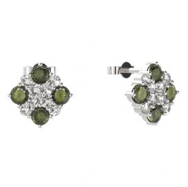 BG  náušnice 317 Stříbro 925 - rhodium Vltavín a  kubický zirkon