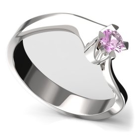 BG zlatý prstýnek 781 Bílé zlato - 585 Růžový kubický zirkon