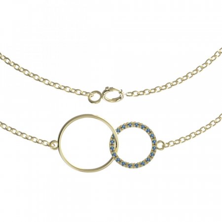 BG zlatý náhrdelník kruhy 1163 - Kov: Žluté zlato 585, Kámen: Bílý kubický zirkon