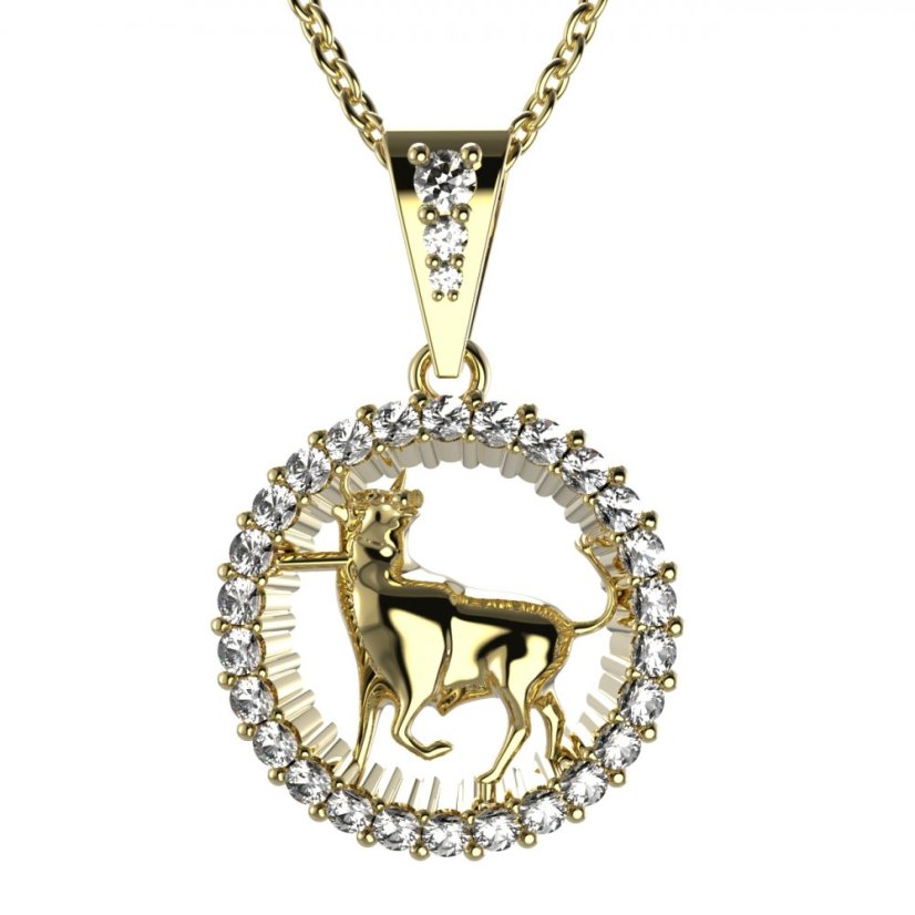 BG zlatý diamantový přívěšek Býk 045 Žluté zlato - 585 Diamant lab-grown