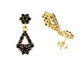 BG náušnice s českým granátem  058 Žluté zlato - 585 Granát