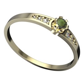 BG vltavínový prsten 553J Žluté zlato - 585 Vltavín a diamant