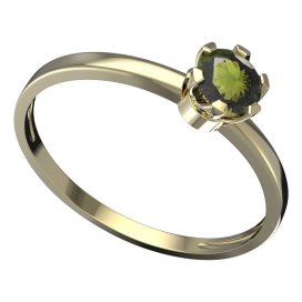 BG vltavínový prsten 870C Žluté zlato - 585 Vltavín