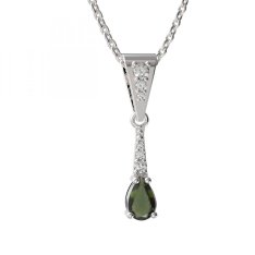 BG přívěs vsazen vltavín  626 Bílé zlato - 585 Vltavín a diamant