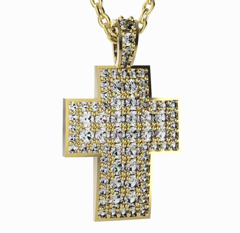 BG zlatý přívěšek křížek 759 Žluté zlato - 585 Diamant