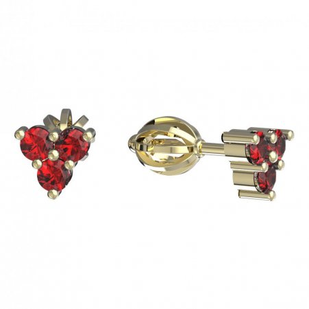 BeKid, Gold kids earrings -776 - Switching on: Screw, Metal: Yellow gold 585, Stone: Red cubic zircon