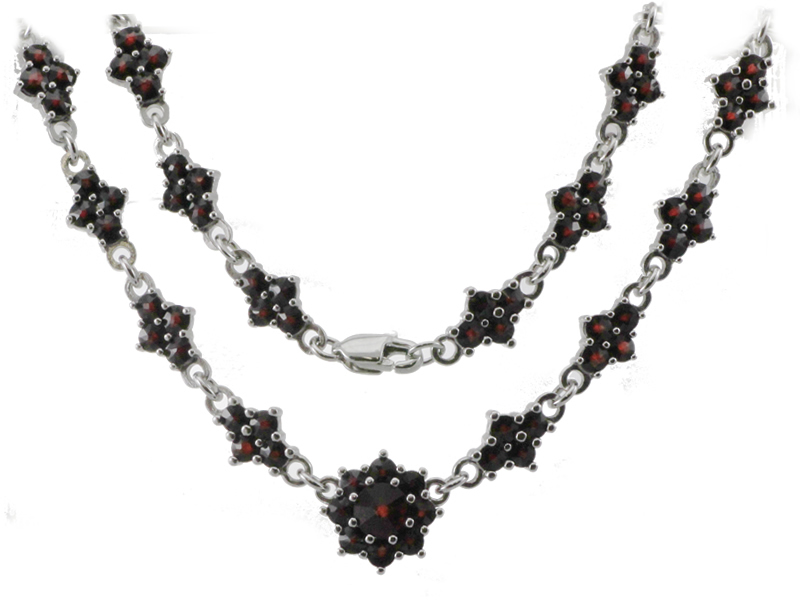 BG náhrdelník s přírodním granátem z Čech  036 Stříbro 925 - rhodium Granát