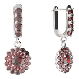 BG kulaté náušnice 463-96 Stříbro 925 - rhodium Granát