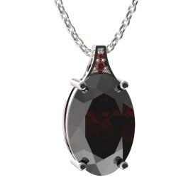 BG přívěs s centrálním oválným kamenem 678 Stříbro 925 - rhodium Granát
