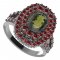 BG ring oval 251-Y - Metal: Silver 925 - rhodium, Stone: Moldavit and garnet