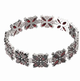 BG náramek vsazený český granát  408 Bílé zlato - 585 Granát