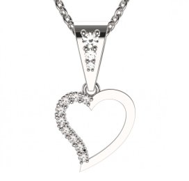BG zlatý diamantový přívěšek srdíčko 1252 Bílé zlato - 585 Diamant lab-grown