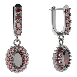 BG oválné náušnice 435-96 Stříbro 925 - ruthenium (30-90dní) Granát