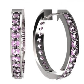 BG zlaté náušnice 808 Bílé zlato - 585 Růžový kubický zirkon