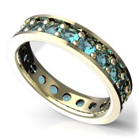 BG zlatý prstýnek 046 Žluté zlato - 585 Světle modrý kubický zirkon