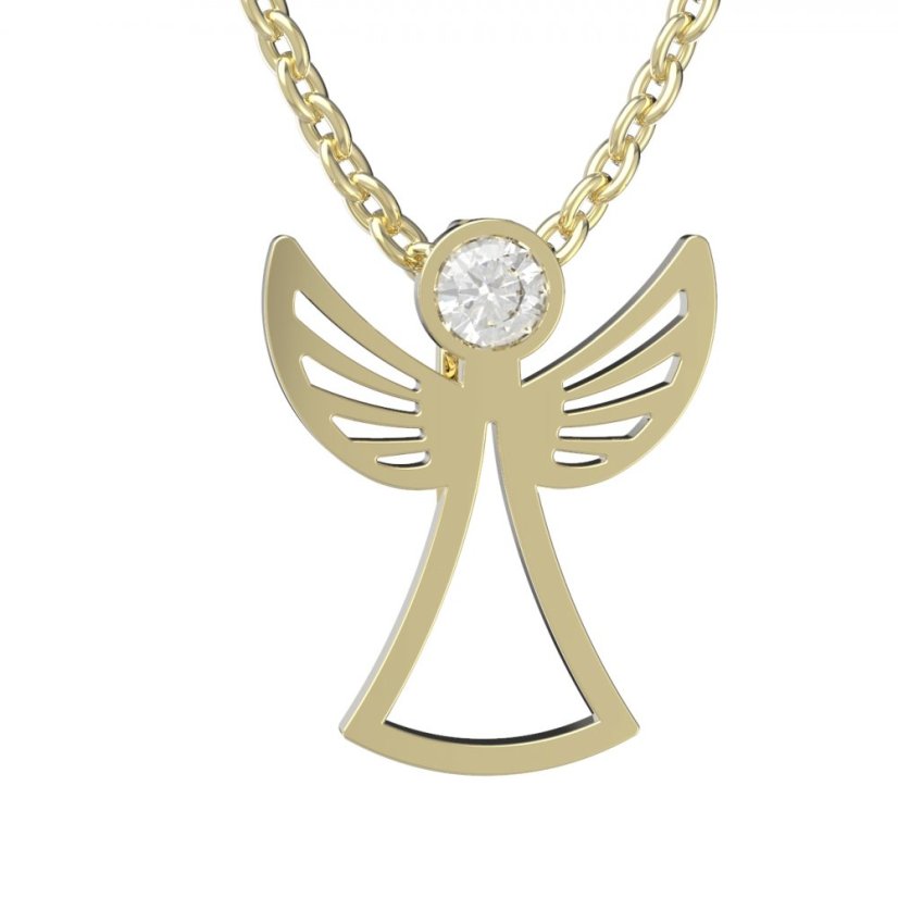 BG zlatý  přívěs  Anděl 1371 Žluté zlato - 585 Diamant