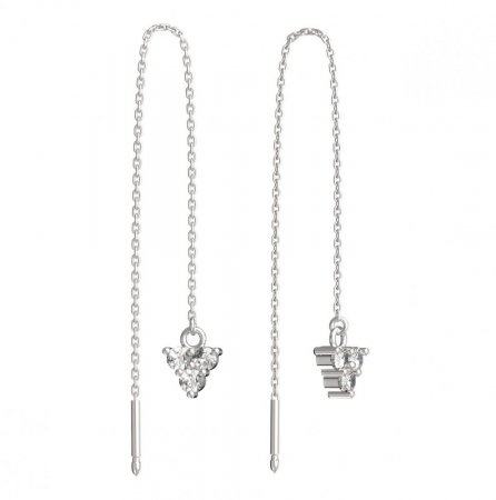 BeKid, Gold kids earrings -776 - Switching on: Chain 9 cm, Metal: White gold 585, Stone: White cubic zircon