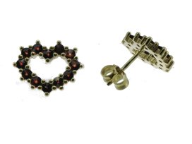 BG náušnice vsazený granát hvězdicový brus 133 Žluté zlato - 585 Granát