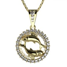 BG zlatý diamantový přívěšek Ryby 045 Žluté zlato - 585 Diamant lab-grown