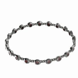 BG náramek vsazeny kameny:přírodní granát  737 Stříbro 925 - ruthenium (30-90dní) Granát