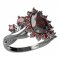 BG кольцо с центральным каменем - капля  505-P - Mеталл: Cеребро 925- покрытие рoдием, Kамень: Гранат