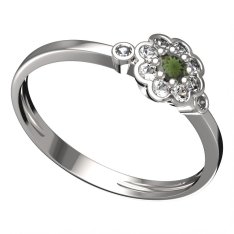 BG vltavínový prsten 552L Bílé zlato - 585 Vltavín a diamant