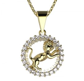 BeKid dětský zlatý přívěsek 045 lev Žluté zlato - 585 Diamant