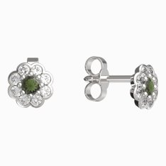 BG vltavínové náušnice 552 Bílé zlato - 585 Vltavín a diamant
