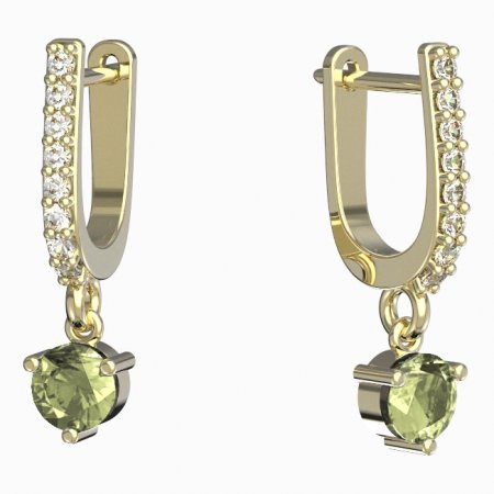 BeKid, Gold kids earrings -782 - Switching on: English, Metal: Yellow gold 585, Stone: Green cubic zircon