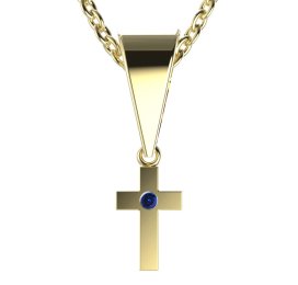 BG zlatý přívěšek křížek 1105 Žluté zlato - 585 Tmavě modrý kubický zirkon