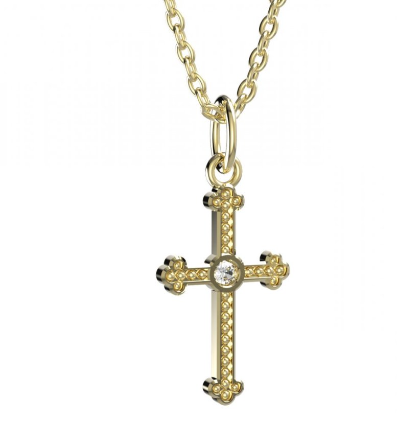 BeKid dětský přívěšek křížek 1110 Žluté zlato - 585 Diamant
