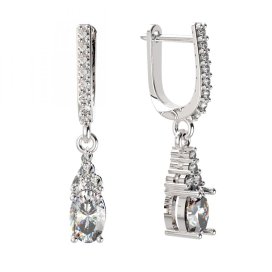 BG zlaté oválné náušnice 984 Bílé zlato - 585 Diamant