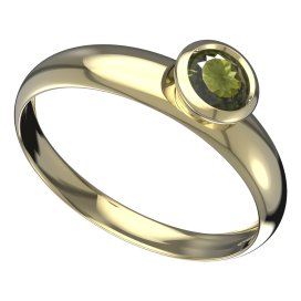 BG vltavínový prsten 555T Žluté zlato - 585 Vltavín