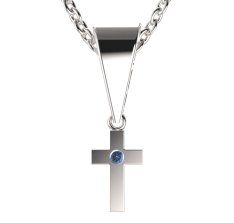 BG zlatý přívěšek křížek 1105 Bílé zlato - 585 Světle modrý kubický zirkon