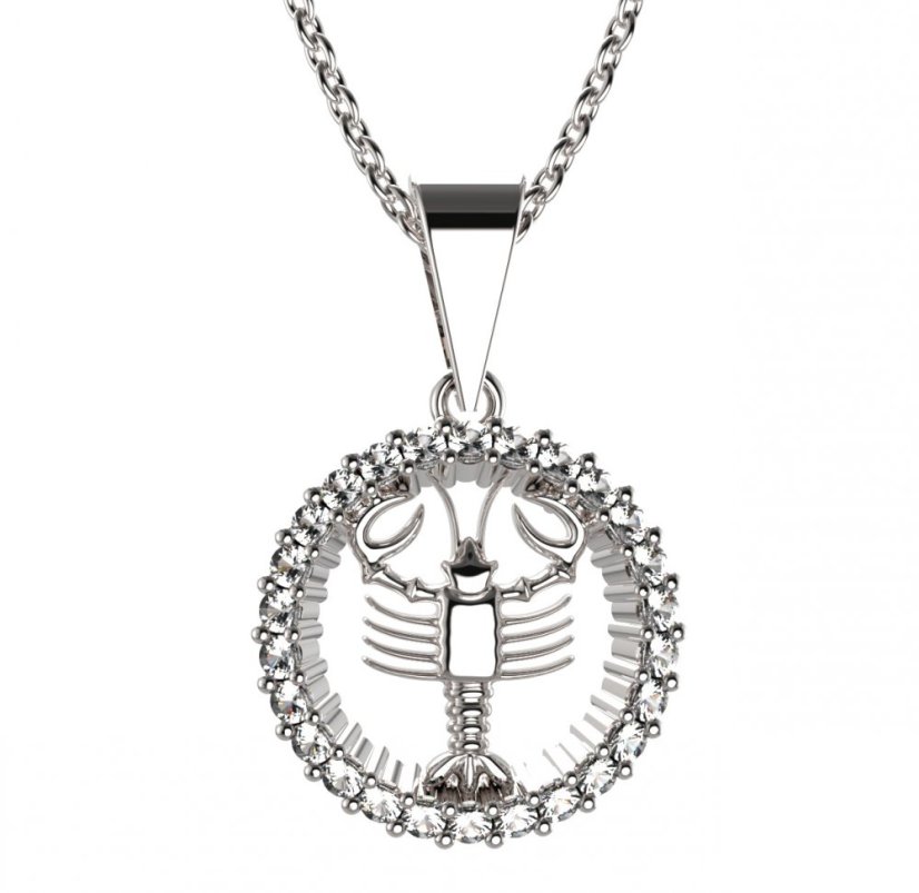 BG zlatý přívěšek Rak 045 Bílé zlato - 585 Diamant