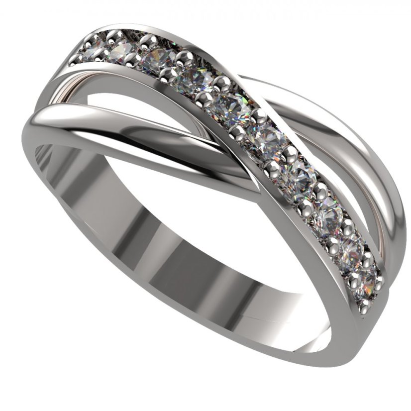 BG zlatý diamantový prsten 931 Bílé zlato - 585 Diamant lab-grown