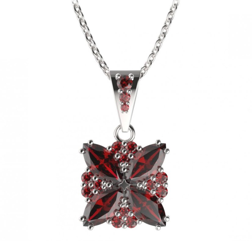 BG přívěs solitérní 408-1 Stříbro 925 - rhodium Granát