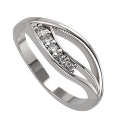 BG zlatý prsten 462 Bílé zlato - 585 Bílý kubický zirkon