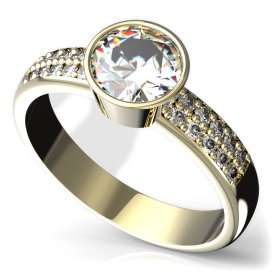 BG zlatý prstýnek 724 Žluté zlato - 585 Diamant